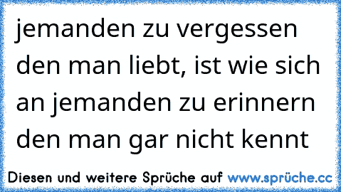 jemanden zu vergessen den man liebt, ist wie sich an jemanden zu erinnern den man gar nicht kennt