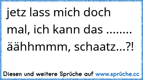 jetz lass mich doch mal, ich kann das ........ äähhmmm, schaatz...?!