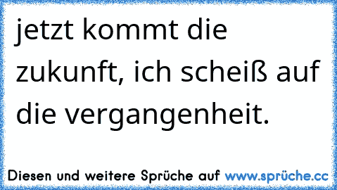 jetzt kommt die zukunft, ich scheiß auf die vergangenheit.