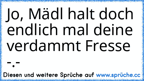 Jo, Mädl halt doch endlich mal deine verdammt Fresse -.-