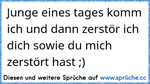 Junge eines tages komm ich und dann zerstör ich dich sowie du mich zerstört hast ;)