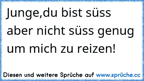 Junge,du bist süss aber nicht süss genug um mich zu reizen!