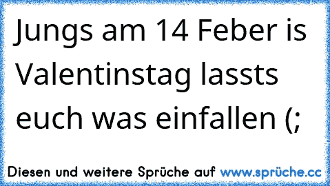 Jungs am 14 Feber is Valentinstag lassts euch was einfallen (; 