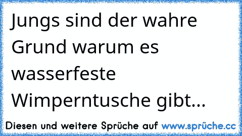 Jungs sind der wahre Grund warum es wasserfeste Wimperntusche gibt... 