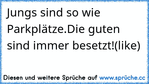 Jungs sind so wie Parkplätze.
Die guten sind immer besetzt!
(like)