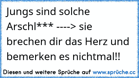 Jungs sind solche Arschl*** ----> sie brechen dir das Herz und bemerken es nichtmal!!