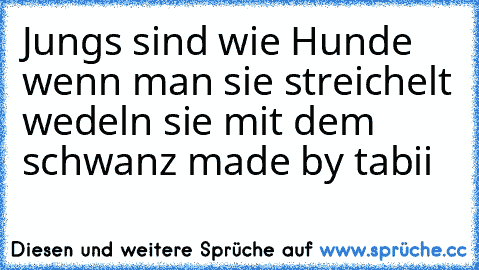 Jungs sind wie Hunde wenn man sie streichelt wedeln sie mit dem schwanz made by tabii