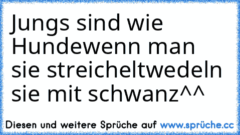 Jungs sind wie Hunde
wenn man sie streichelt
wedeln sie mit schwanz^^