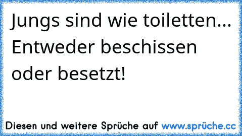 Jungs sind wie toiletten... Entweder beschissen oder besetzt!