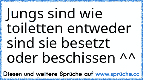 Jungs sind wie toiletten entweder sind sie besetzt oder beschissen ^^