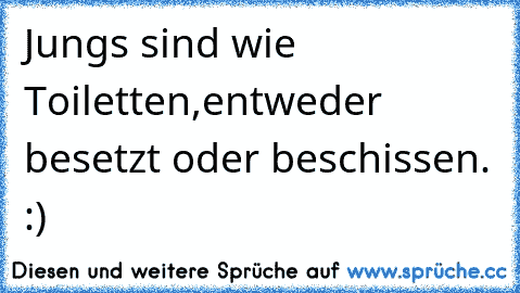 Jungs sind wie Toiletten,entweder besetzt oder beschissen. :)