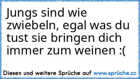 Jungs sind wie zwiebeln, egal was du tust sie bringen dich immer zum weinen :(