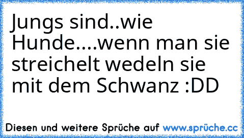 Jungs sind..
wie Hunde..
..wenn man sie streichelt wedeln sie mit dem Schwanz :DD