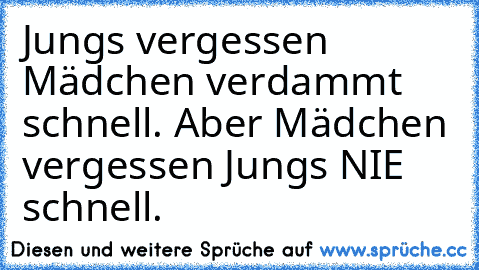 Jungs vergessen Mädchen verdammt schnell. Aber Mädchen vergessen Jungs NIE schnell. ♥