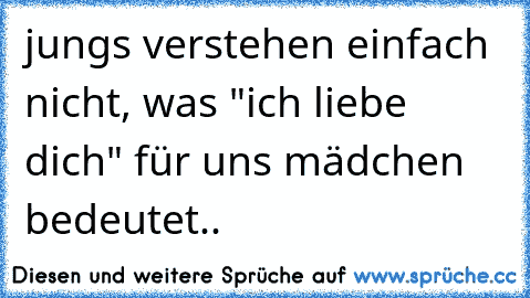 jungs verstehen einfach nicht, was "ich liebe dich" für uns mädchen bedeutet..♥