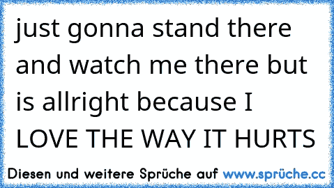 just gonna stand there and watch me there but is allright because I LOVE THE WAY IT HURTS