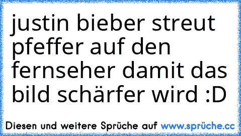 justin bieber streut pfeffer auf den fernseher damit das bild schärfer wird :D