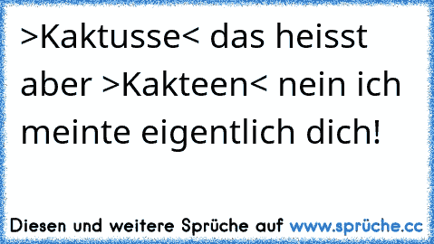 >Kaktusse< das heisst aber >Kakteen< nein ich meinte eigentlich dich!