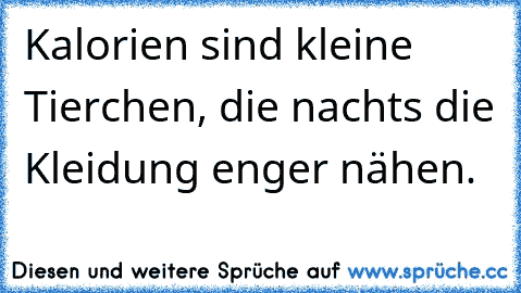 Kalorien sind kleine Tierchen, die nachts die Kleidung enger nähen.