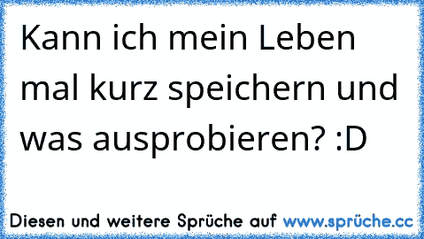 Kann ich mein Leben mal kurz speichern und was ausprobieren? :D