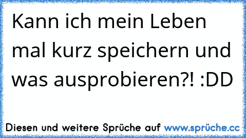 Kann ich mein Leben mal kurz speichern und was ausprobieren?! :DD