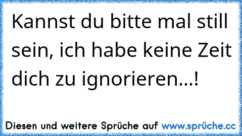 Kannst du bitte mal still sein, ich habe keine Zeit dich zu ignorieren...!