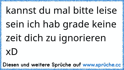 kannst du mal bitte leise sein ich hab grade keine zeit dich zu ignorieren xD