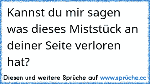 Kannst du mir sagen was dieses Miststück an deiner Seite verloren hat?