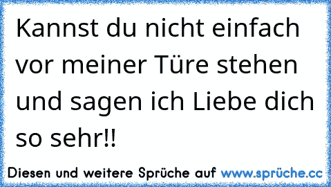 Kannst du nicht einfach vor meiner Türe stehen und sagen ich Liebe dich so sehr!!