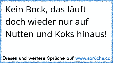 Kein Bock, das läuft doch wieder nur auf Nutten und Koks hinaus!