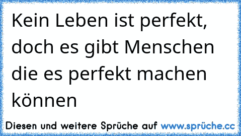 Kein Leben ist perfekt, doch es gibt Menschen die es perfekt machen können ♥ ♥