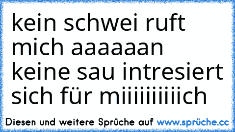 kein schwei ruft mich aaaaaan keine sau intresiert sich für miiiiiiiiiich