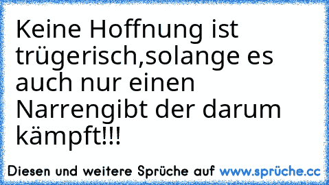 Keine Hoffnung ist trügerisch,
solange es auch nur einen Narren
gibt der darum kämpft!!!