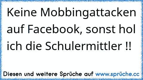 Keine Mobbingattacken auf Facebook, sonst hol ich die Schulermittler !!