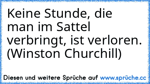 Keine Stunde, die man im Sattel verbringt, ist verloren. (Winston Churchill)