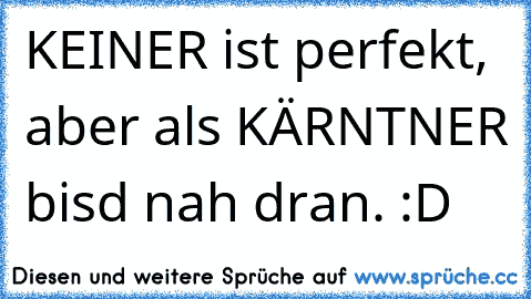 KEINER ist perfekt, aber als KÄRNTNER bisd nah dran. :D