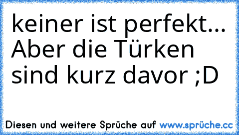 keiner ist perfekt... Aber die Türken sind kurz davor ;D