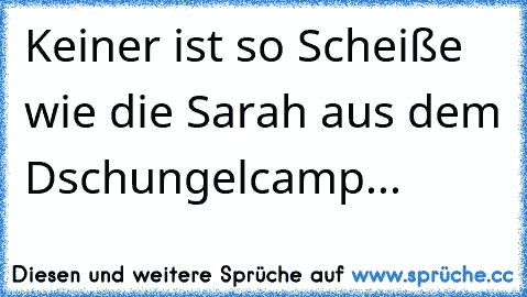 Keiner ist so Scheiße wie die Sarah aus dem Dschungelcamp...