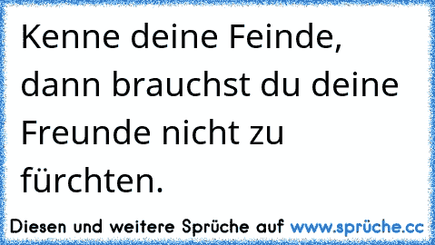 Kenne deine Feinde, dann brauchst du deine Freunde nicht zu fürchten.