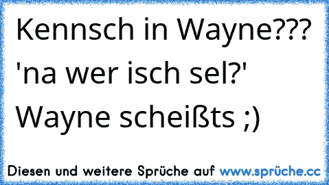 Kennsch in Wayne??? 'na wer isch sel?' Wayne scheißts ;)