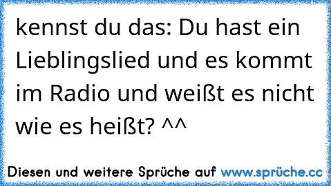 kennst du das: Du hast ein Lieblingslied und es kommt im Radio und weißt es nicht wie es heißt? ^^