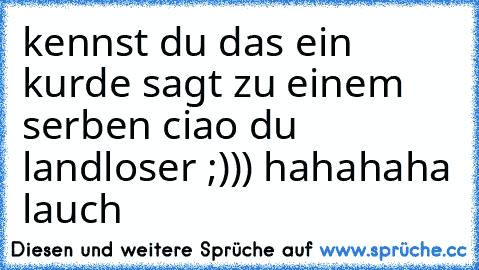 kennst du das ein kurde sagt zu einem serben ciao du landloser ;))) hahahaha lauch ♥