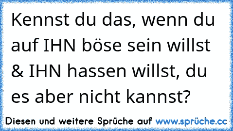 Kennst du das, wenn du auf IHN böse sein willst & IHN hassen willst, du es aber nicht kannst?