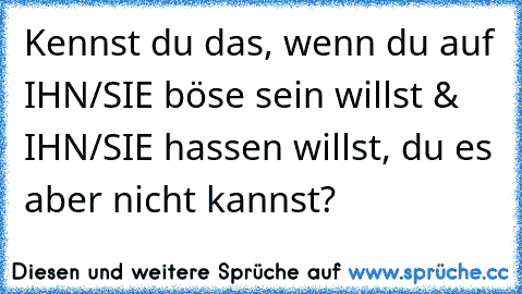 Kennst du das, wenn du auf IHN/SIE böse sein willst & IHN/SIE hassen willst, du es aber nicht kannst?