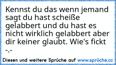 Kennst du das wenn jemand sagt du hast scheiße gelabbert und du hast es nicht wirklich gelabbert aber dir keiner glaubt. Wie's fickt -.-