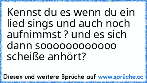 Kennst du es wenn du ein lied sings und auch noch aufnimmst ? und es sich dann soooooooooooo scheiße anhört?