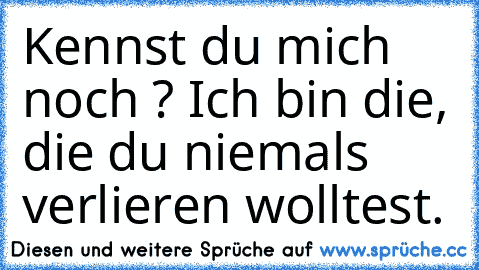 Kennst du mich noch ?
 Ich bin die,
 die du niemals verlieren wolltest.