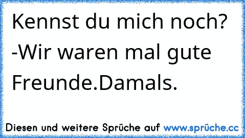 Kennst du mich noch? -Wir waren mal gute Freunde.Damals.