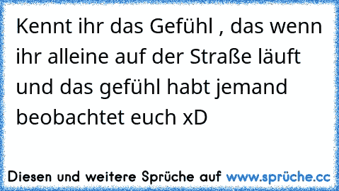 Kennt ihr das Gefühl , das wenn ihr alleine auf der Straße läuft und das gefühl habt jemand beobachtet euch xD