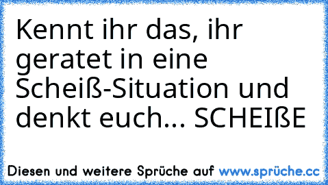 Kennt ihr das, ihr geratet in eine Scheiß-Situation und denkt euch... SCHEIßE